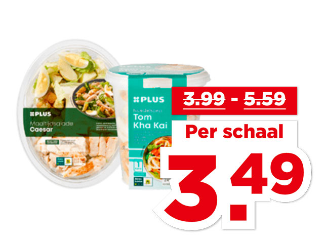 Alle PLUS Maaltijdsalade vis of kip of noedelsoep vis of kip | Bekijk aanbieding