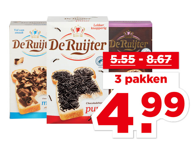 De Ruijter Chocoladehagel of -vlokken | Bekijk aanbieding