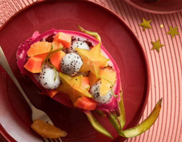 Tropische fruitsalade met pitahaya | Bekijk recept