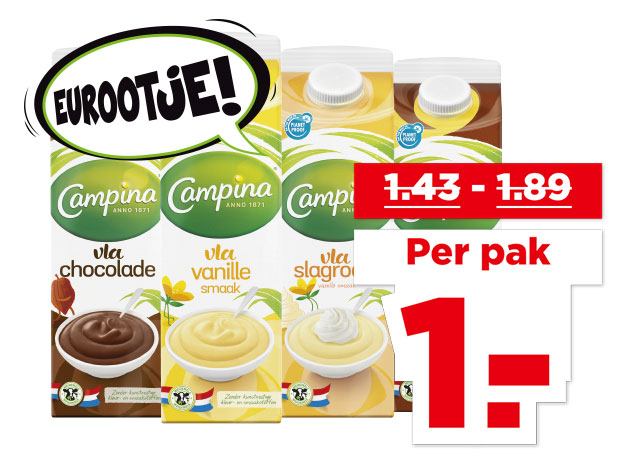 Campina Vanille-, chocolade- of dubbelvla | Bekijk aanbieding