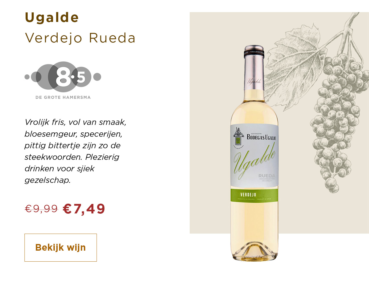 Ugalde Verdejo Rueda van 9.99 voor 7.49 | Bekijk wijn