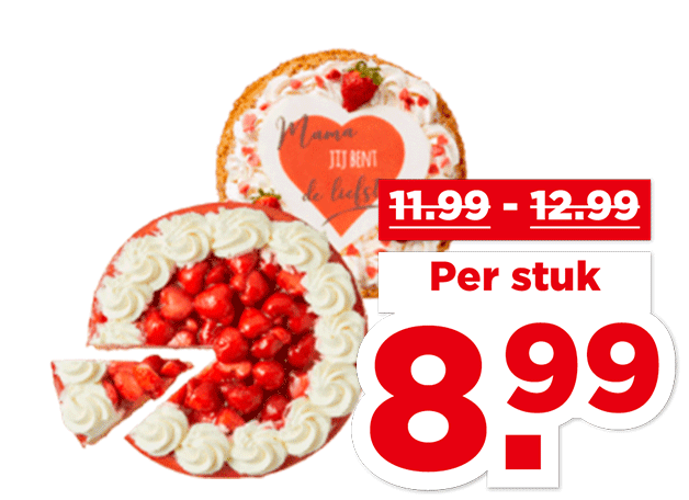 PLUS Aardbeienvlaai met slagroom of Moederdag slagroomtaart | Bekijk aanbieding