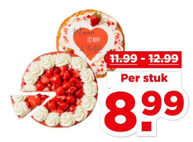 PLUS Aardbeienvlaai met slagroom of Moederdag slagroomtaart | Bekijk aanbieding
