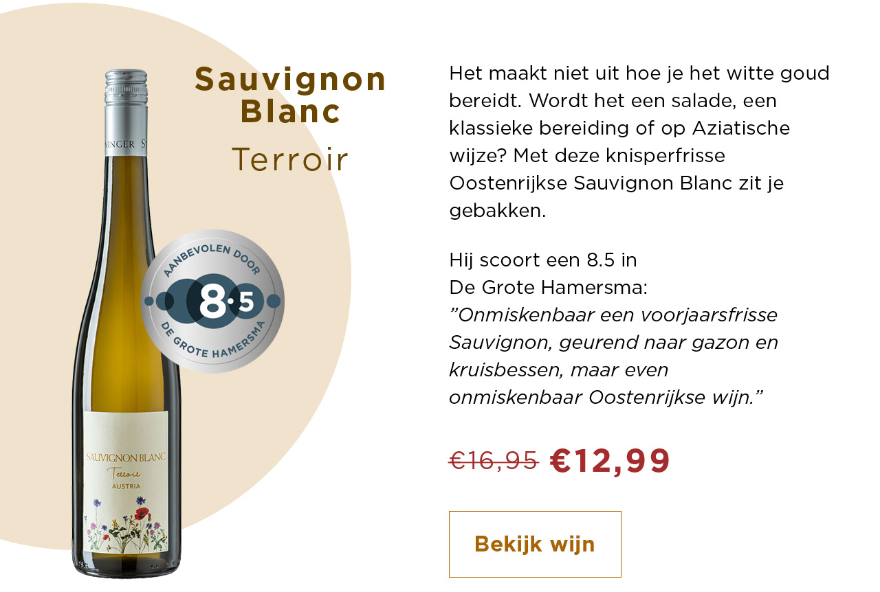 Sauvignon Blanc Terroir van € 16,95 voor € 12,99 | Bekijk wijn