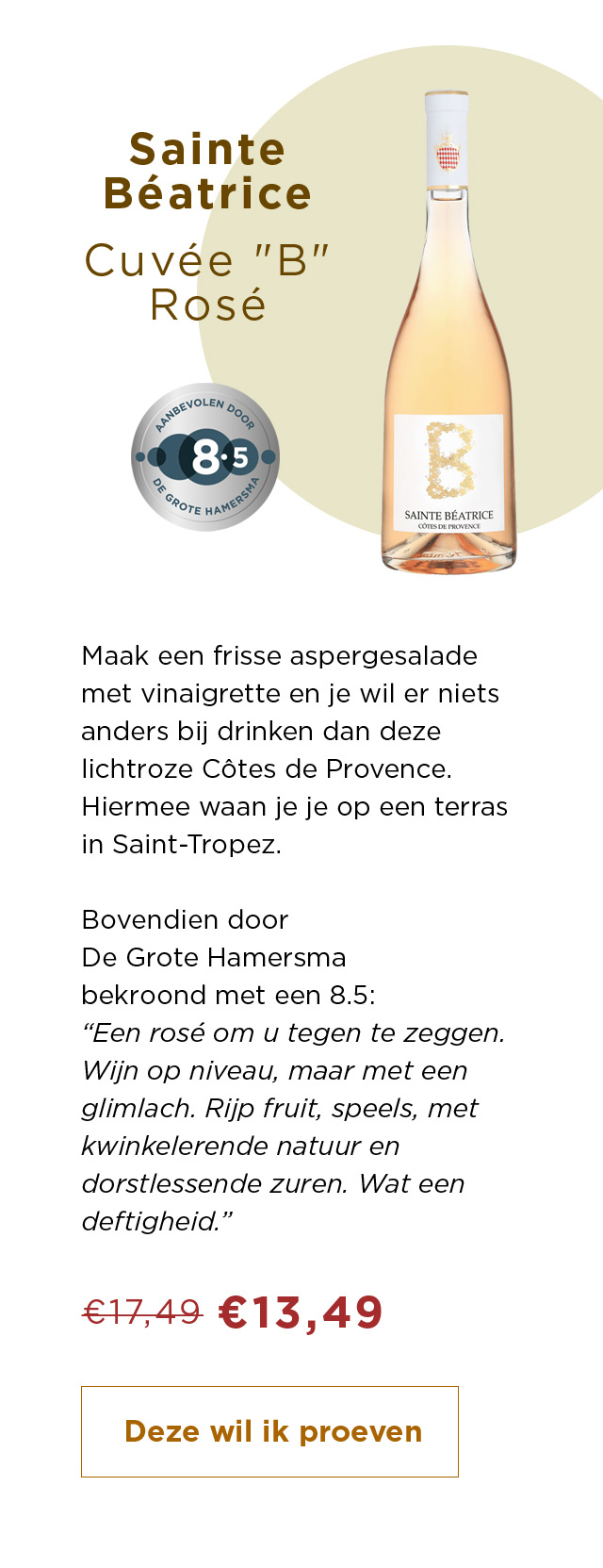 Sainte Béatrice Cuvéé 'B' Rosé van € 17,49 voor € 13,49 | Deze wil ik proeven