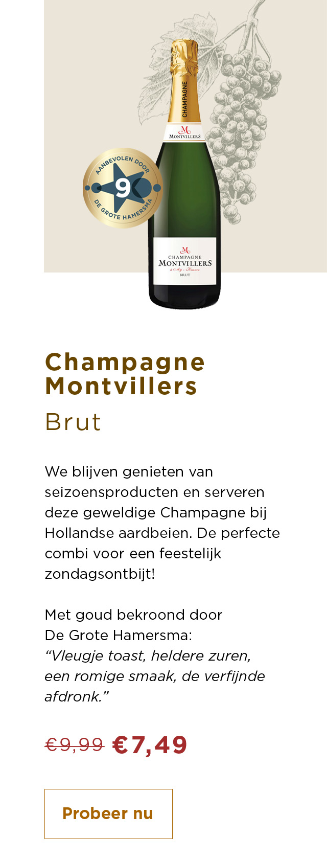 Champagne Montvillers Brut van € 34,50 voor € 29,99 | Probeer nu