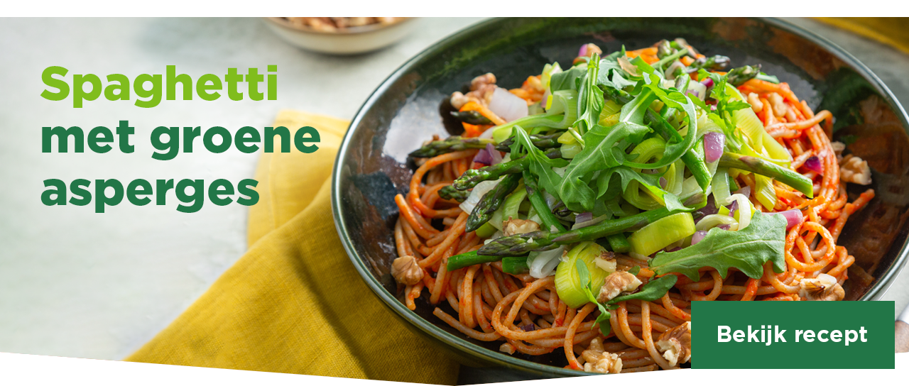 Spaghetti met groene asperges | Bekijk recept