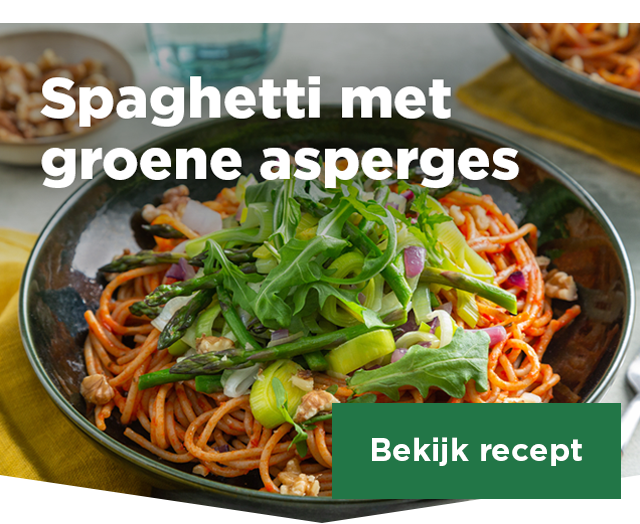 Spaghetti met groene asperges | Bekijk recept