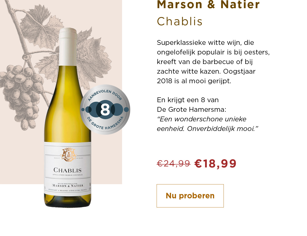 Marson & Natier Chablis van € 24,99 voor € 18,99 | Nu proberen