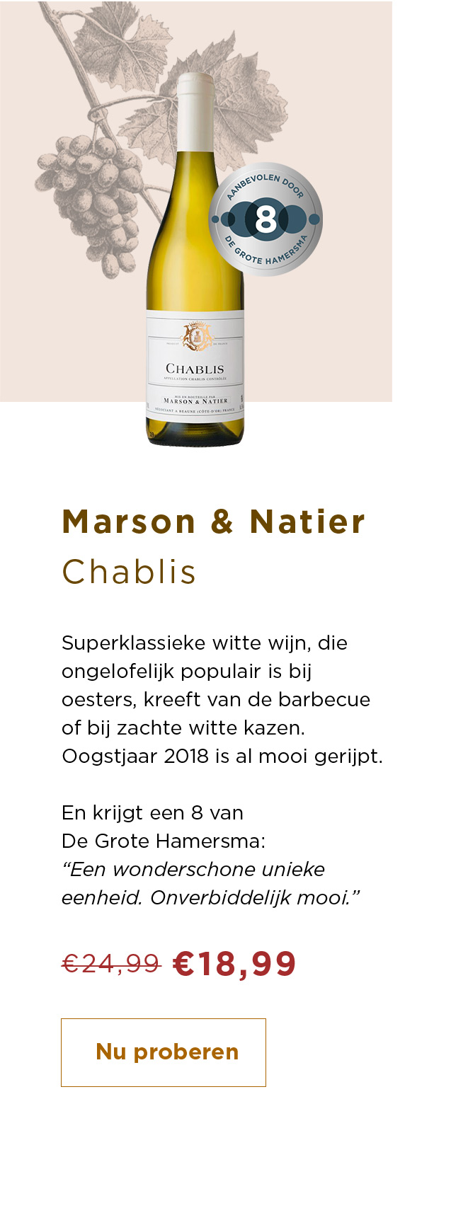 Marson & Natier Chablis van € 24,99 voor € 18,99 | Nu proberen