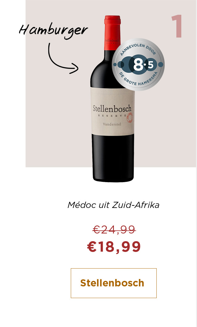Médoc uit Zuid-Afrika van € 24,99 voor € 18,99 | Hamburger | Stellenbosch