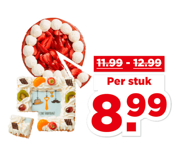 PLUS Aardbeienvlaai of Vaderdag slagroomtaart | Bekijk aanbieding