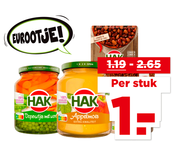 Hak Groente, appelmoes of stazakken | Bekijk aanbieding