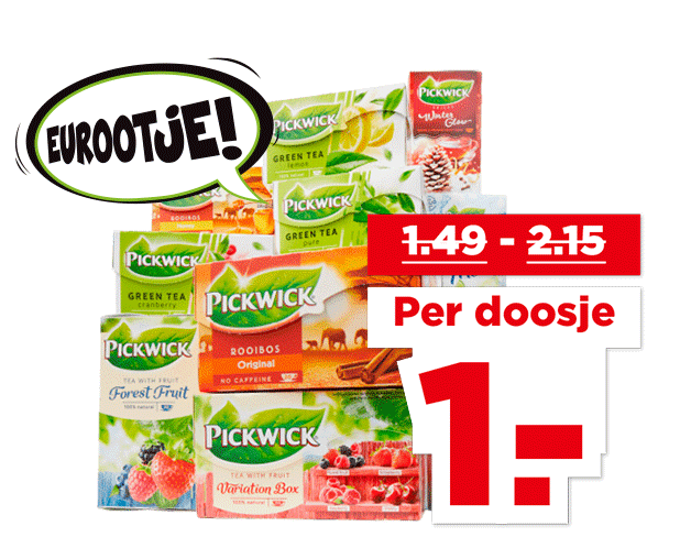 Pickwick Lekker fris of 1-kopsthee | Bekijk aanbieding