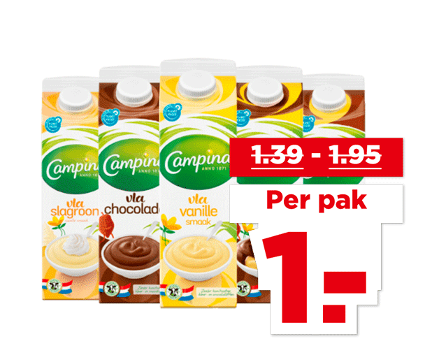 Campina Vanille-, chocolade- of dubbelvla | Bekijk aanbieding