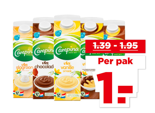 Campina Vanille-, chocolade- of dubbelvla | Bekijk aanbieding