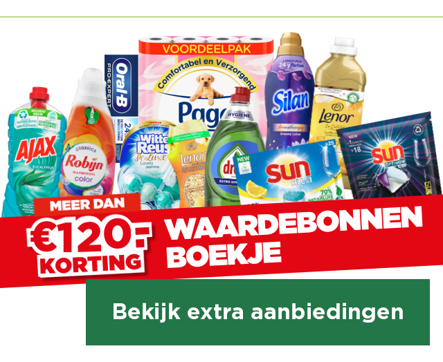 Meer dan € 120,- korting waardebonnenboekje | Bekijk extra aanbiedingen