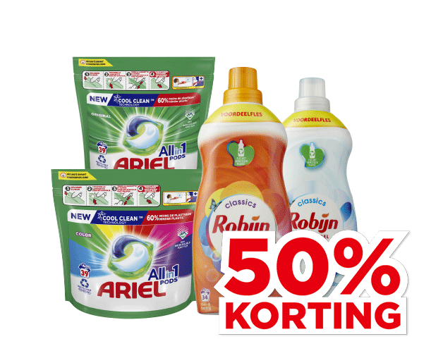 Ariel Pods of Robijn Vloeibaar | Bekijk aanbieding