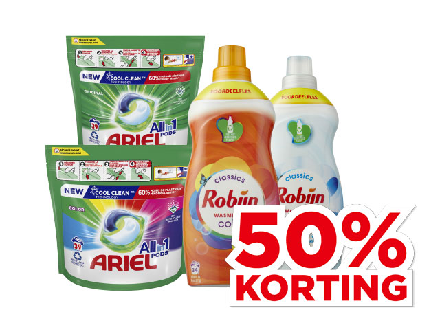 Ariel Pods of Robijn Vloeibaar | Bekijk aanbieding