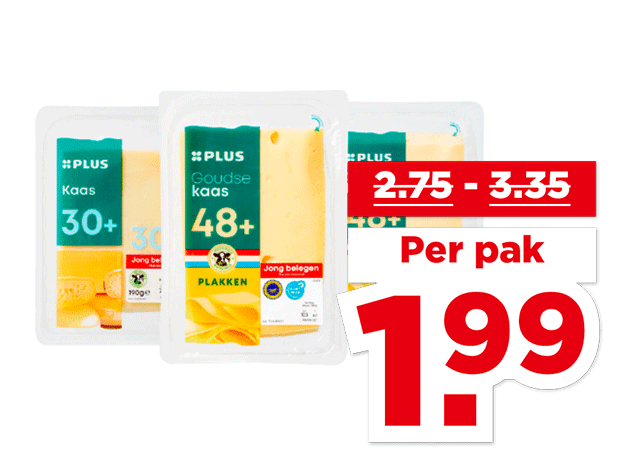 PLUS Goudse Kaas plakken 30+ of 48+| Bekijk aanbieding
