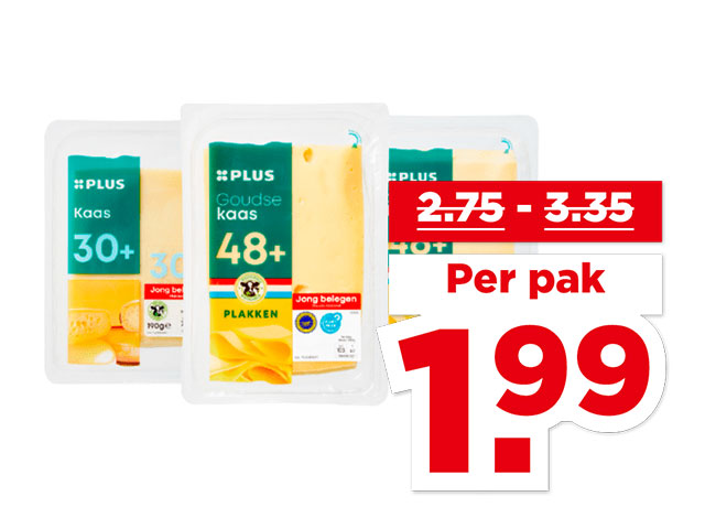 PLUS Goudse Kaas plakken 30+ of 48+| Bekijk aanbieding
