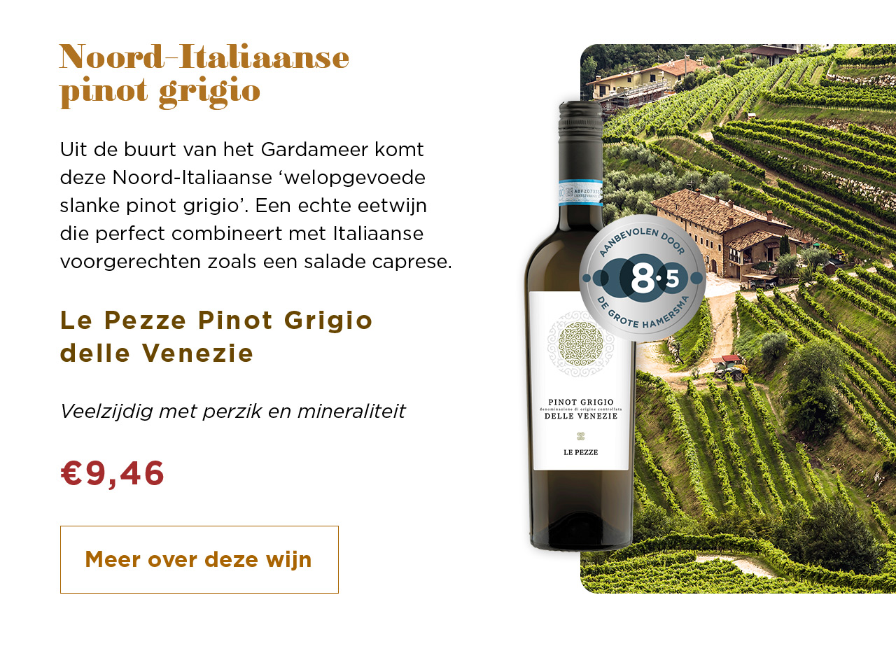 Noord-Italiaanse pinot grigio | Le Pezze Pinot Grigio delle Venezie voor € 9,46 | Meer over deze wijn