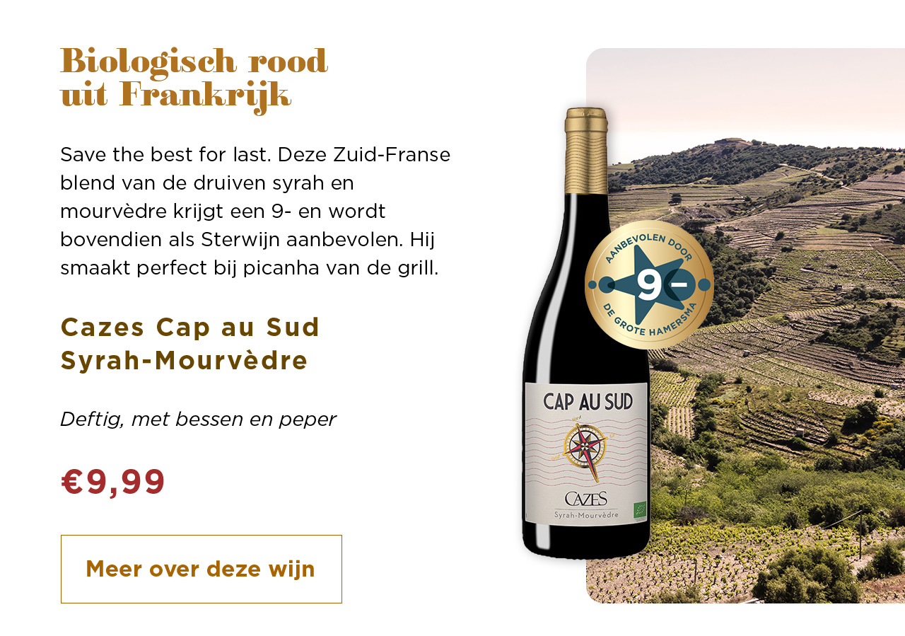 Biologisch rood uit Frankrijk | Cazes Cap au Sud Syrah-Mourvèdre voor € 9,99 | Meer over deze wijn