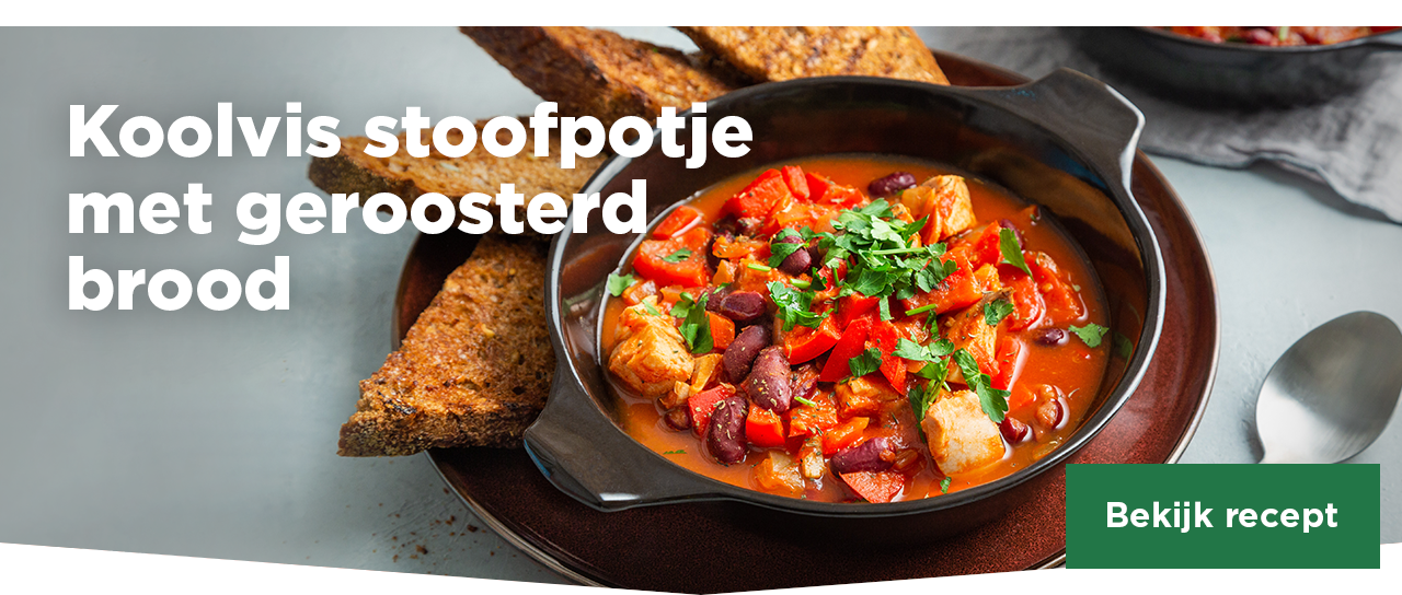 Koolvis stoofpotje met geroosterd brood | Bekijk recept