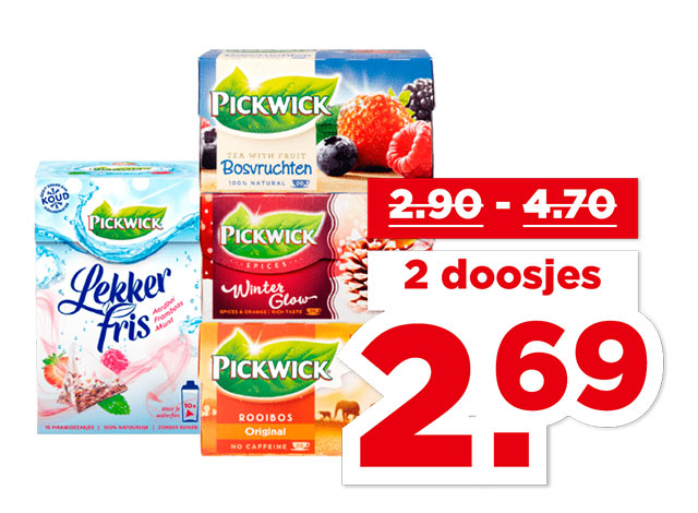Pickwick Lekker fris of 1-kopsthee | Bekijk aanbieding
