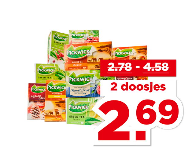 Pickwick Lekker fris of 1-kopsthee | Bekijk aanbieding