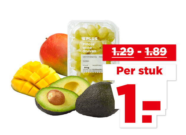 PLUS Mango, avocado of druiven | Bekijk aanbieding PLUS Mango, avocado of druiven | Bekijk aanbieding