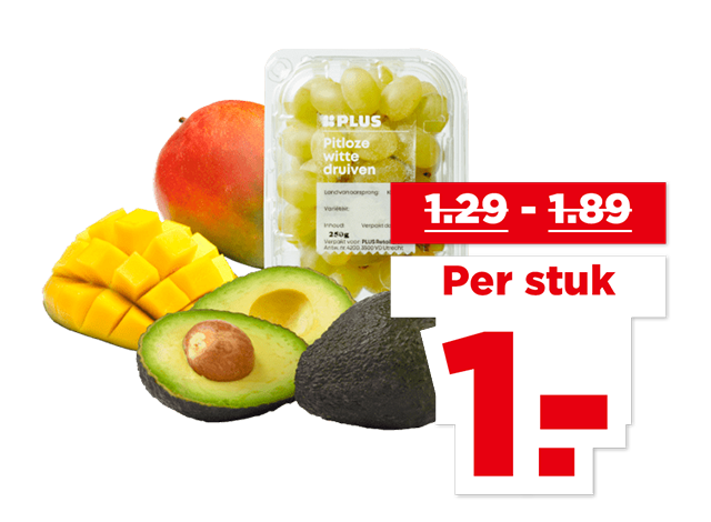 PLUS Mango, avocado of druiven | Bekijk aanbieding PLUS Mango, avocado of druiven | Bekijk aanbieding