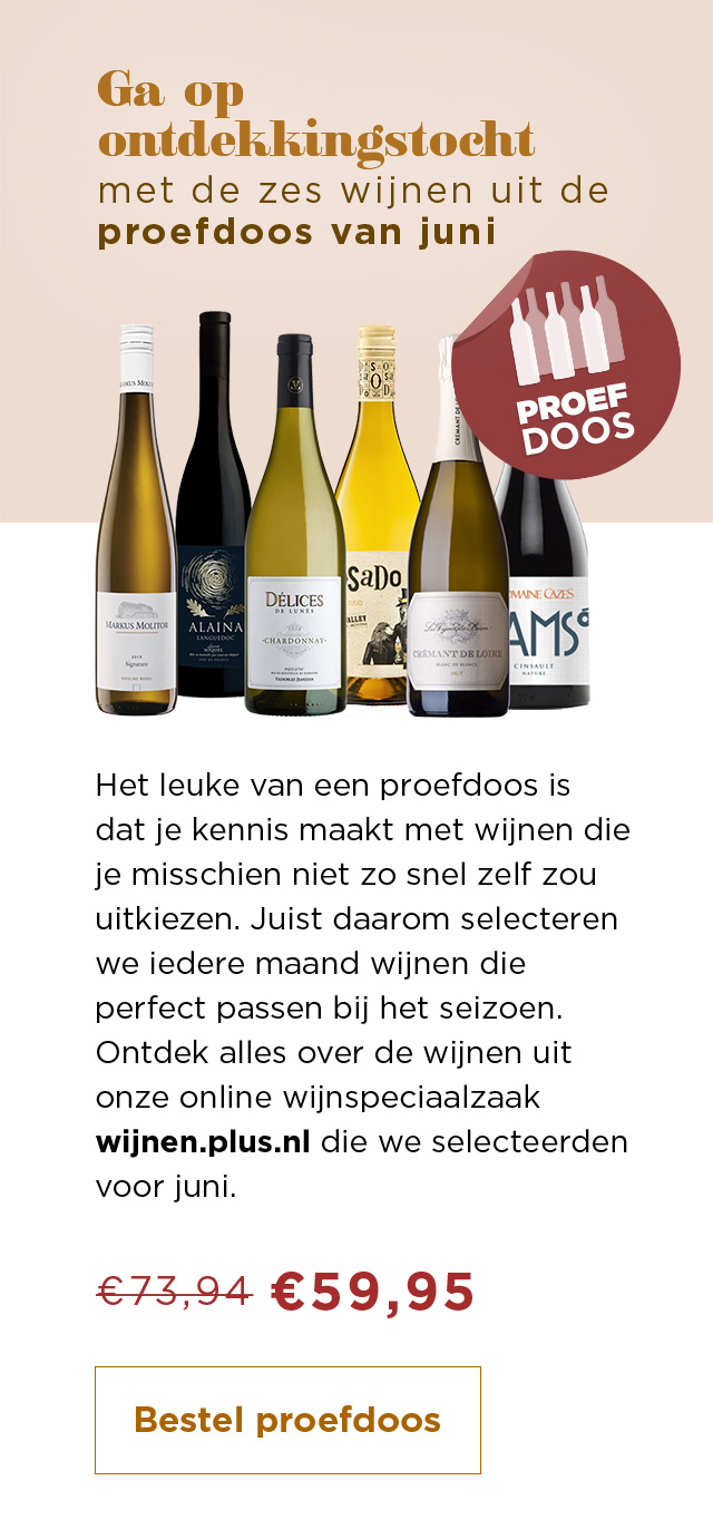 Ga op ontdekkingstocht met de zes wijnen uit de proefdoos van juni | van € 73,94 voor € 59,95