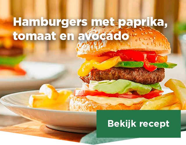 Hamburgers met paprika, tomaat en avocado | Bekijk recept