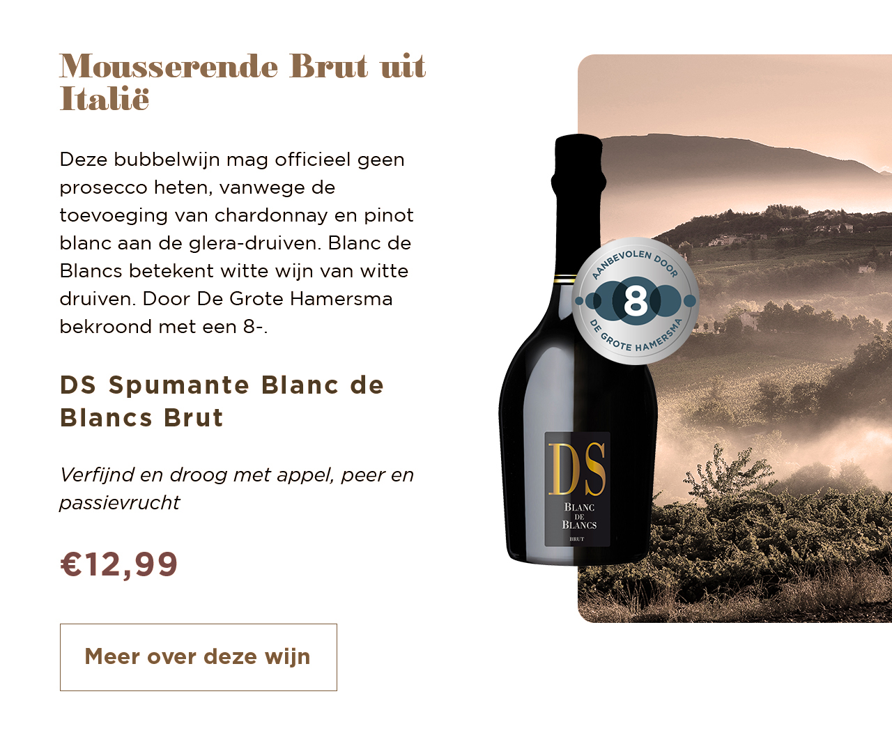 Mousserende Brut uit Italië | DS Spumante Blanc de Blancs Brut | Meer over deze wijn