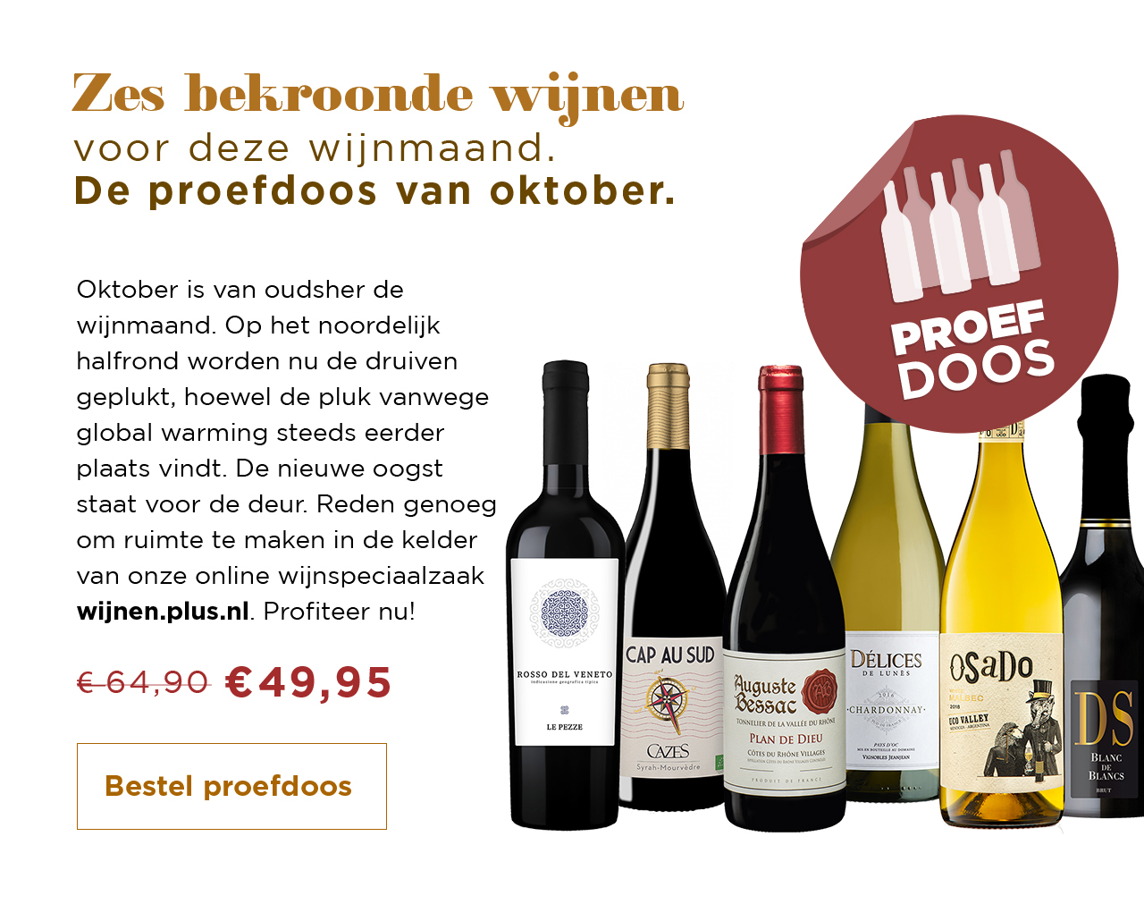 Zes bekroonde wijnen van wijnmaand oktober | Bestel proefdoos: Van 64,90 voor 49,95