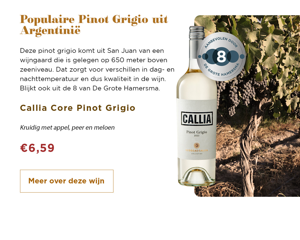 Populaire Pinot Grigio uit Argentinië | Callia Core Pinot Grigio | Meer over deze wijn