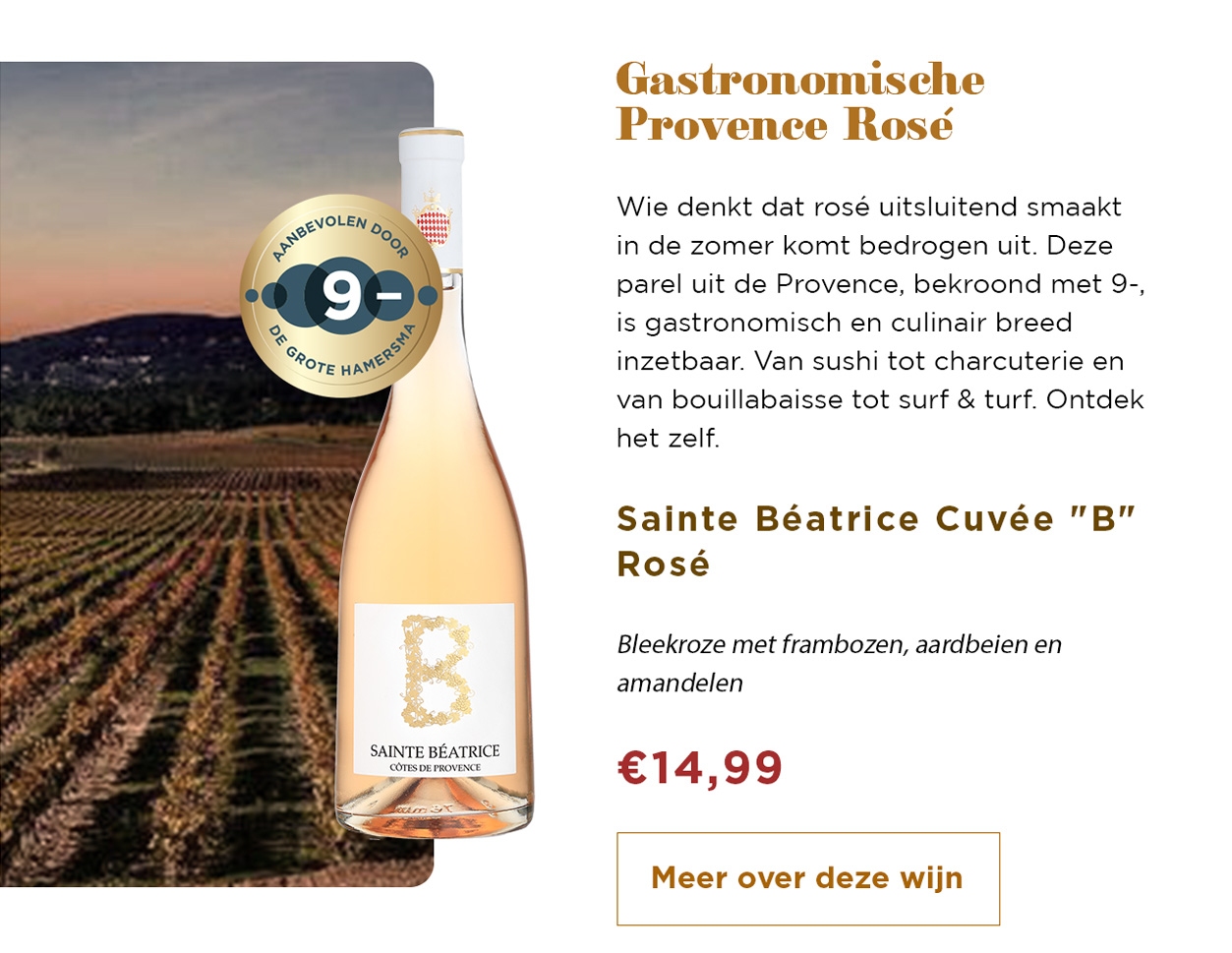 Gastronomische Provence Rosé | Sainte Béatrice Cuvée 'B' Rosé | Meer over deze wijn