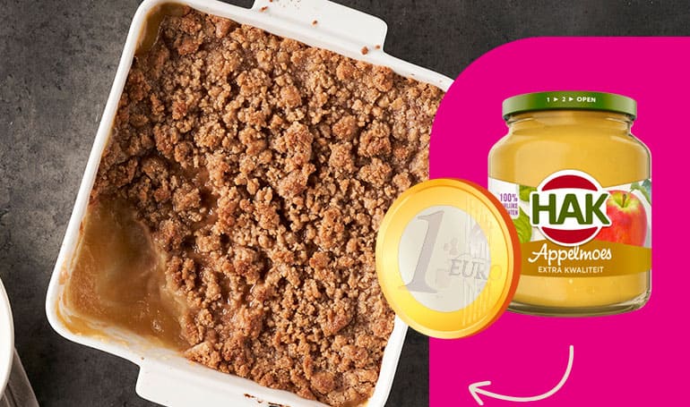 Euroweken recept: appel(moes) crumble | Bekijk recept