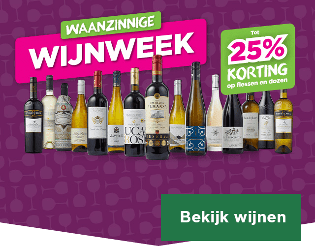 Waanzinnige wijnweek | Tot 25% korting op flessen en dozen | Bekijk wijnen