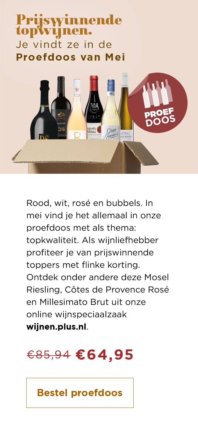 Prijswinnende topwijnen | Je vindt ze in de Proefdoos van Mei | Bestel proefdoos