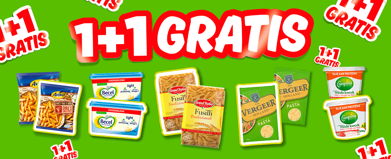 1 + 1 GRATIS | Bekijk alle aanbiedingen