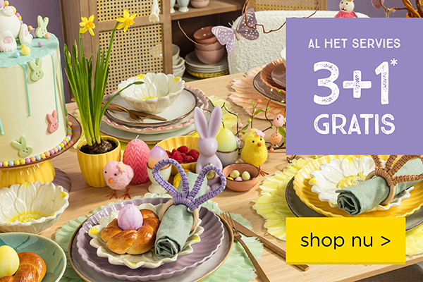 Servies 3+1 gratis