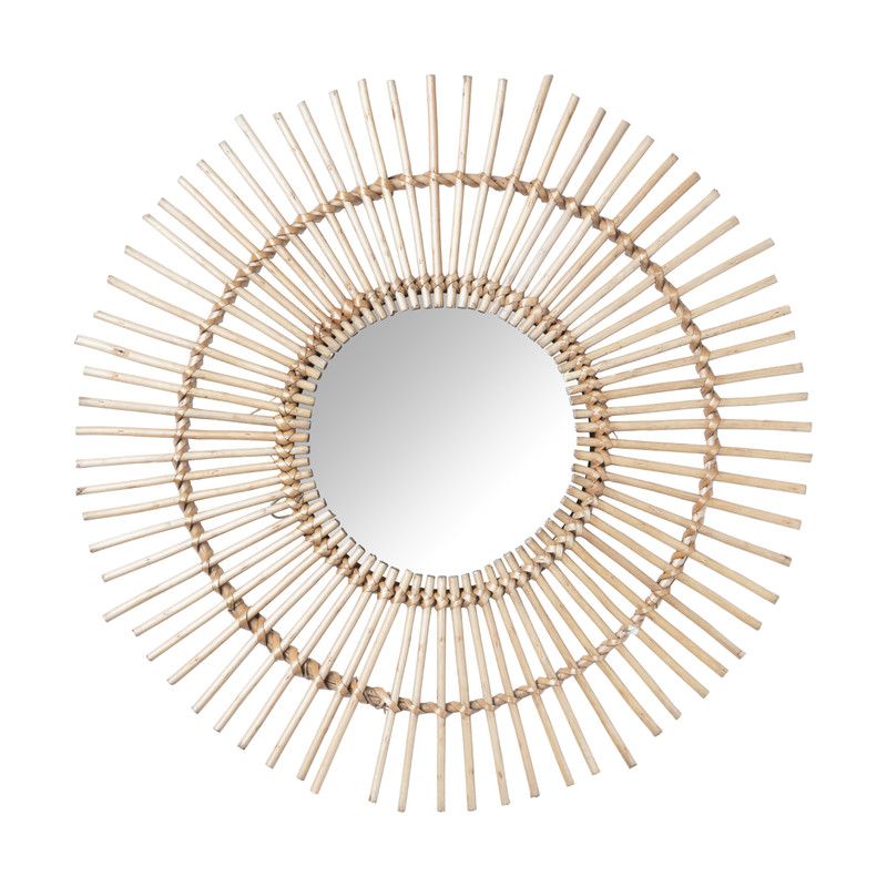 Zonnespiegel met rotan rand Zonnespiegel met rotan rand