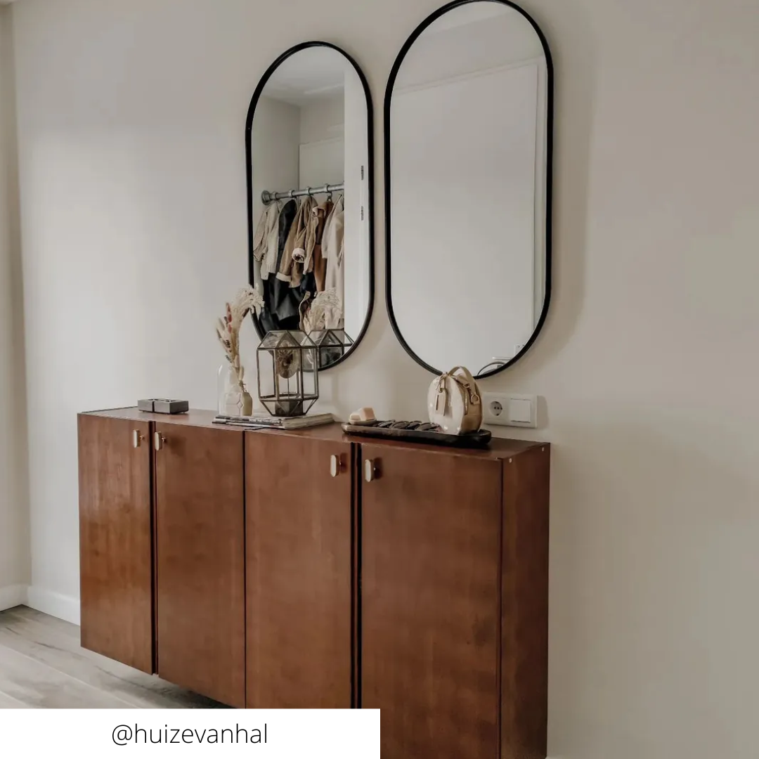 Spiegel basix ovaal - zwart - 40x80 cm