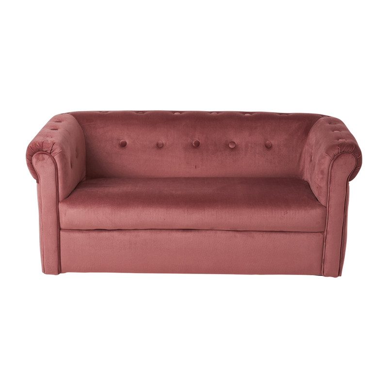 Kids bankje velvet - roze