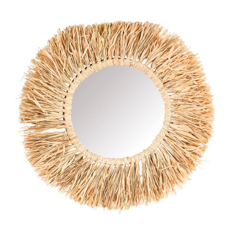 Spiegel met raffia rand Spiegel met raffia rand