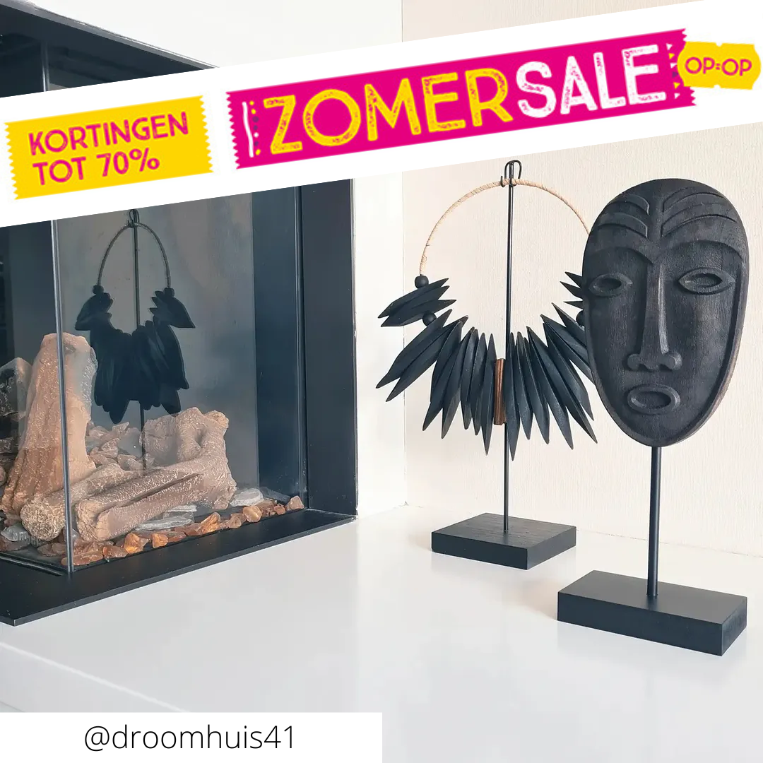 Staande decoratie met kralen zwart