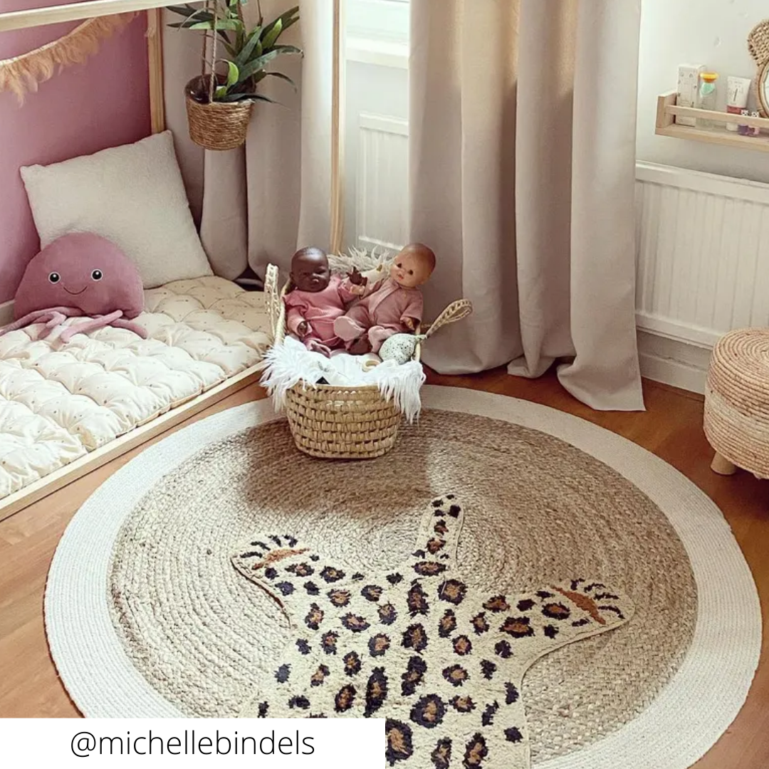 Vloerkleed met rand - wit - ⌀120 cm