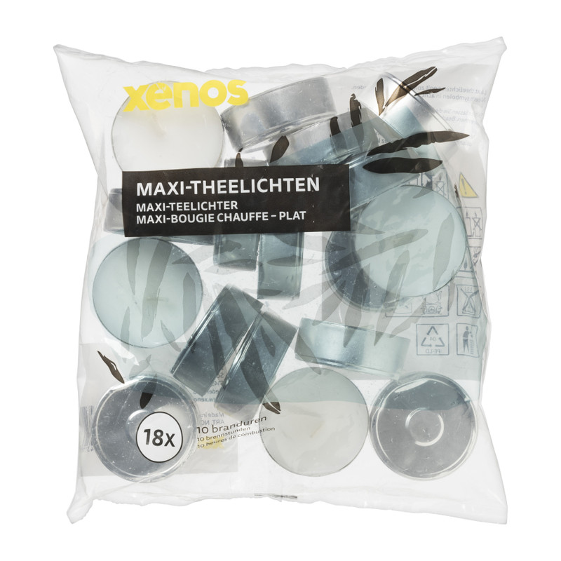 Maxi-theelichten - 10 branduren - 18 stuks
